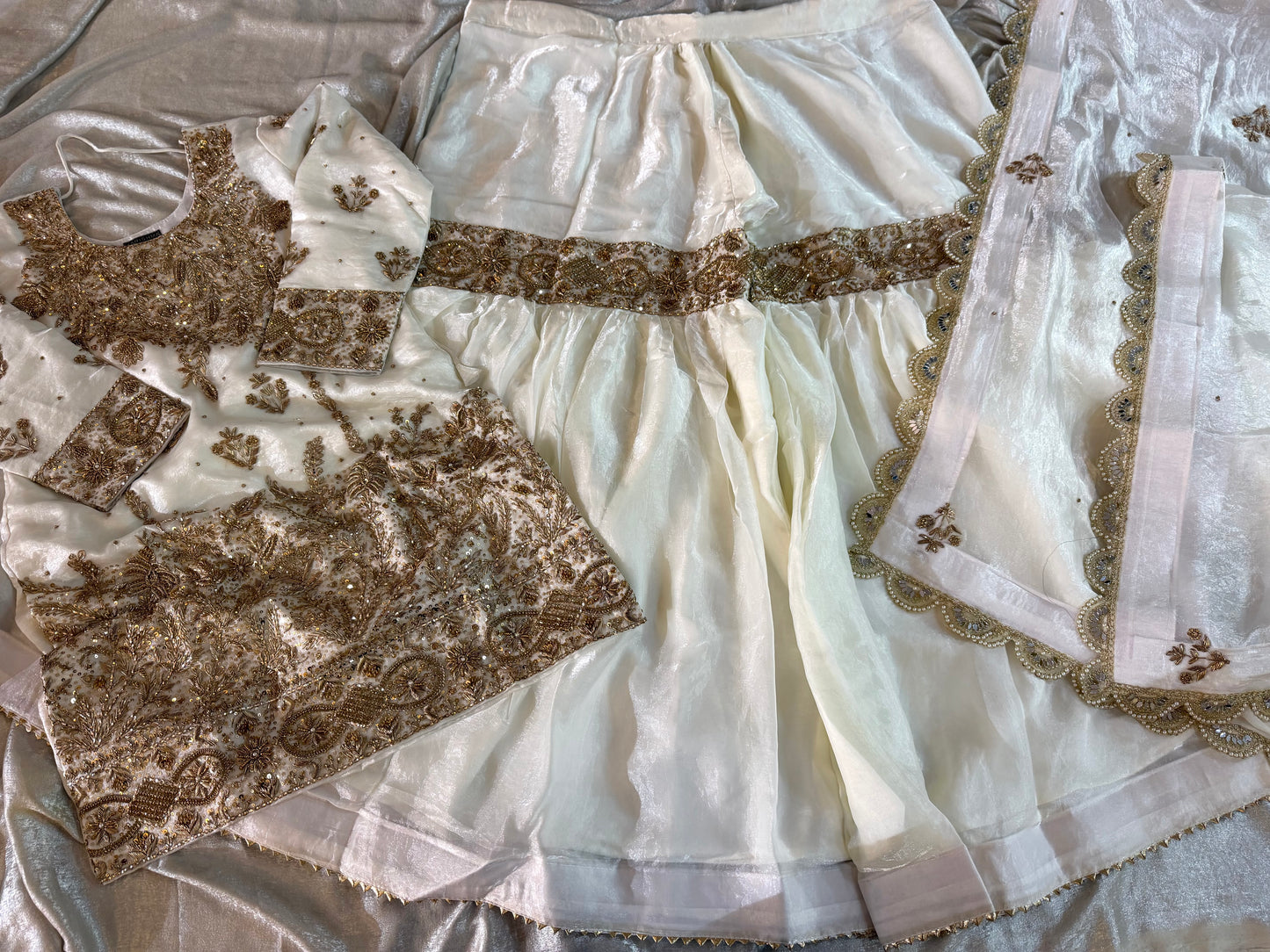 ZARDOZI GHARARA ON ITALIAN SHIMAR FABRIC