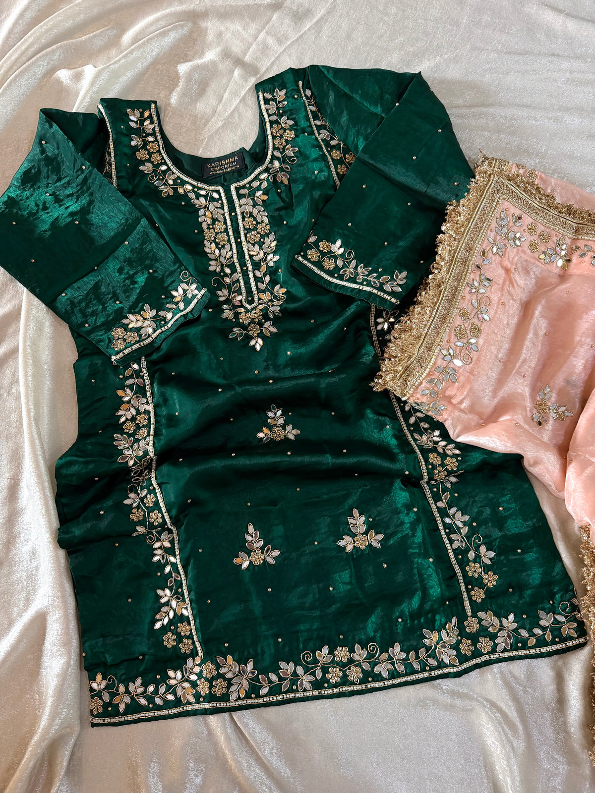 BEAUTIFUL HANDWORK GHARARA IN CONTRAST