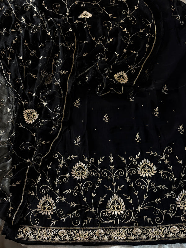 BEAUTIFUL HANDWORK SUIT ON CREPE | | Karishma Emporium | Elegance in Making Pure Zardozi Women wear