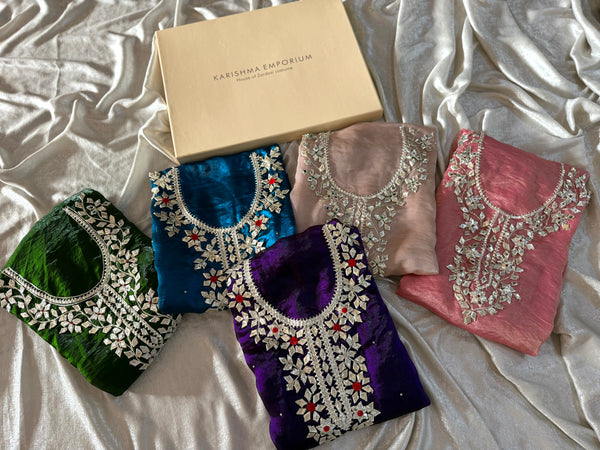 NEW GOTA PATTI SUITS | | Karishma Emporium | Elegance in Making Pure Zardozi Women wear