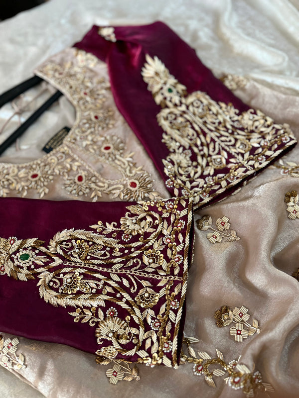 AAFAT DRESS BEAUTIFUL ZARDOZI WORK | | Karishma Emporium | Elegance in Making Pure Zardozi Women wear
