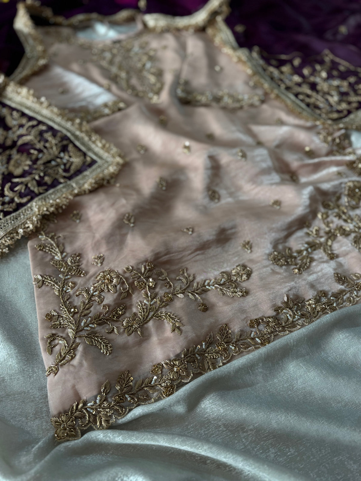 PREMIUM ZARDOZI SHARARA DRESS IN CONTRAST