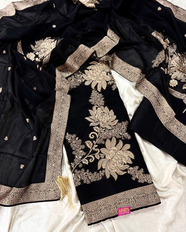 PUNJABI SUIT IN PURE BLACK | | Karishma Emporium | Elegance in Making Pure Zardozi Women wear