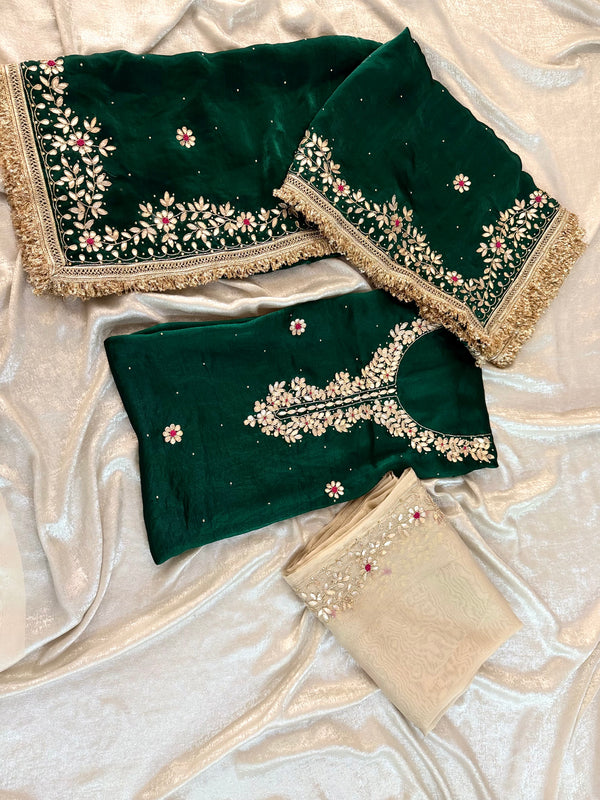 (DABKA PATTI SUIT) | | Karishma Emporium | Elegance in Making Pure Zardozi Women wear