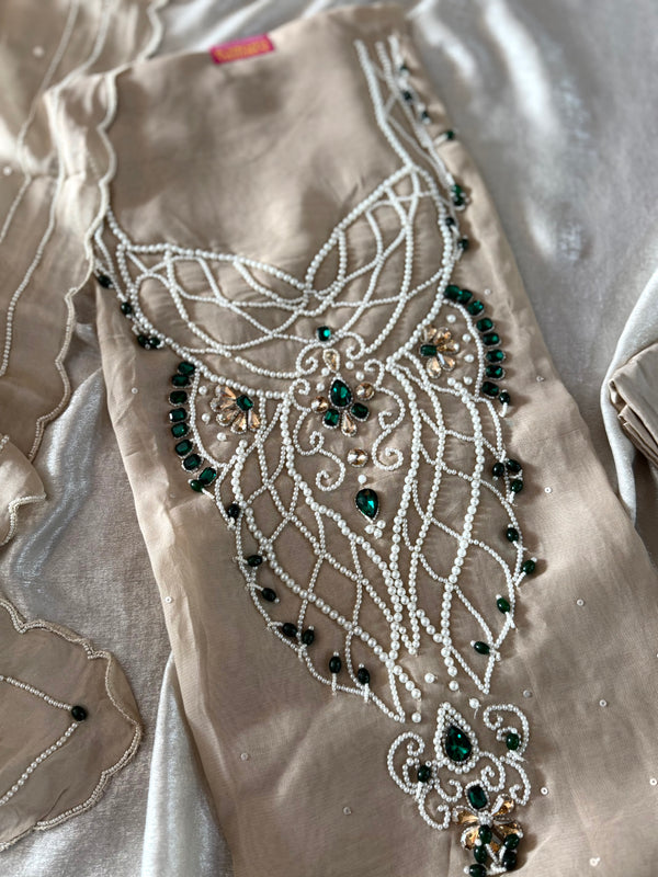 WEDDING SUITS IN PEARL WORK | | Karishma Emporium | Elegance in Making Pure Zardozi Women wear