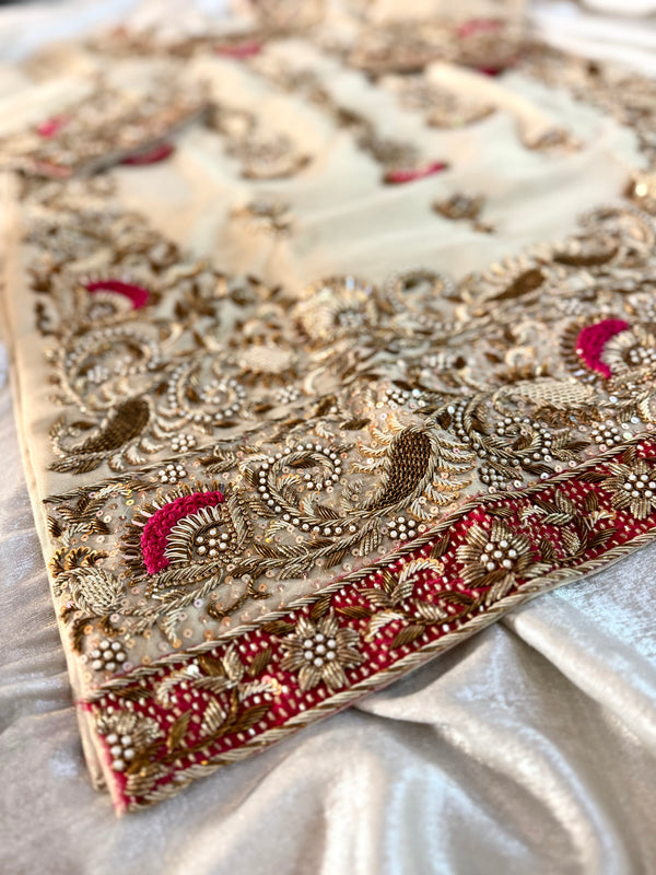 NOOR JAHAN SHARARA | | Karishma Emporium | Elegance in Making Pure Zardozi Women wear