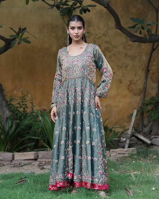 Kausarbai anarkali Italian Shimar fabric