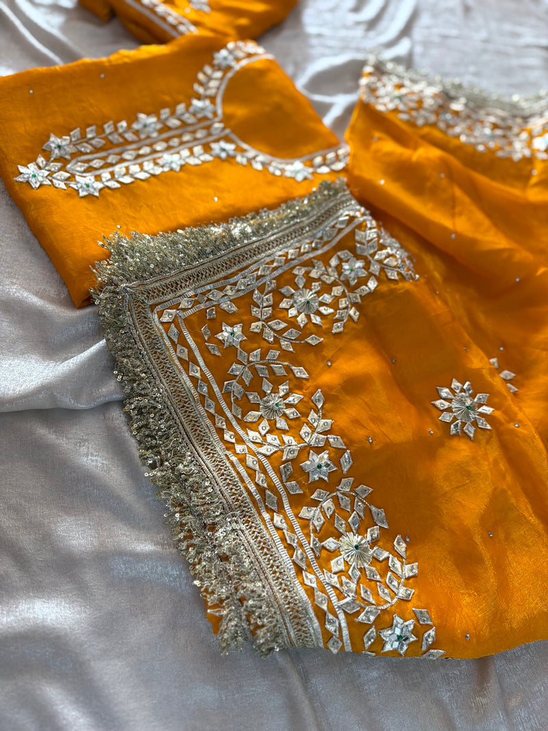 HALDI GOTA PATTI  SUITS |  | Karishma Emporium | Elegance in Making Pure Zardozi Women wear