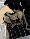 BLACK ZARDOZI GHARARA IN ITALIAN SHIMAR FABRIC
