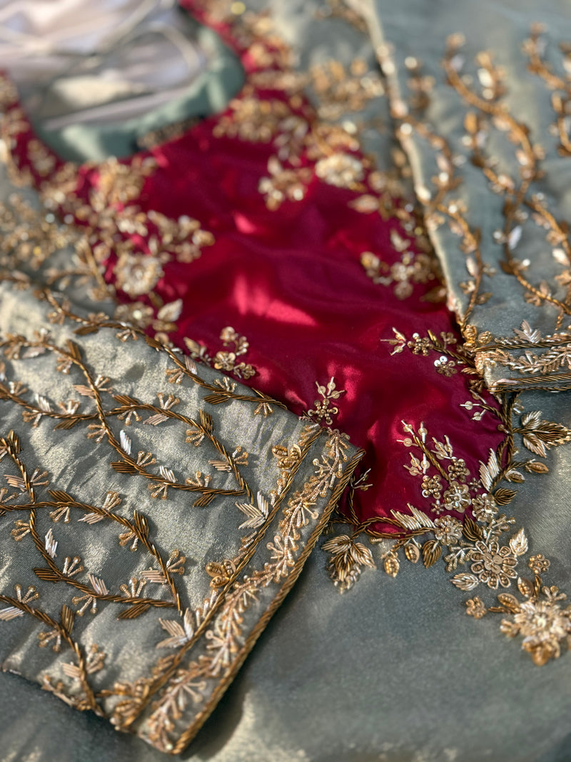 ZARDOZI GHARARA IN TISSUE |  | Karishma Emporium | Elegance in Making Pure Zardozi Women wear