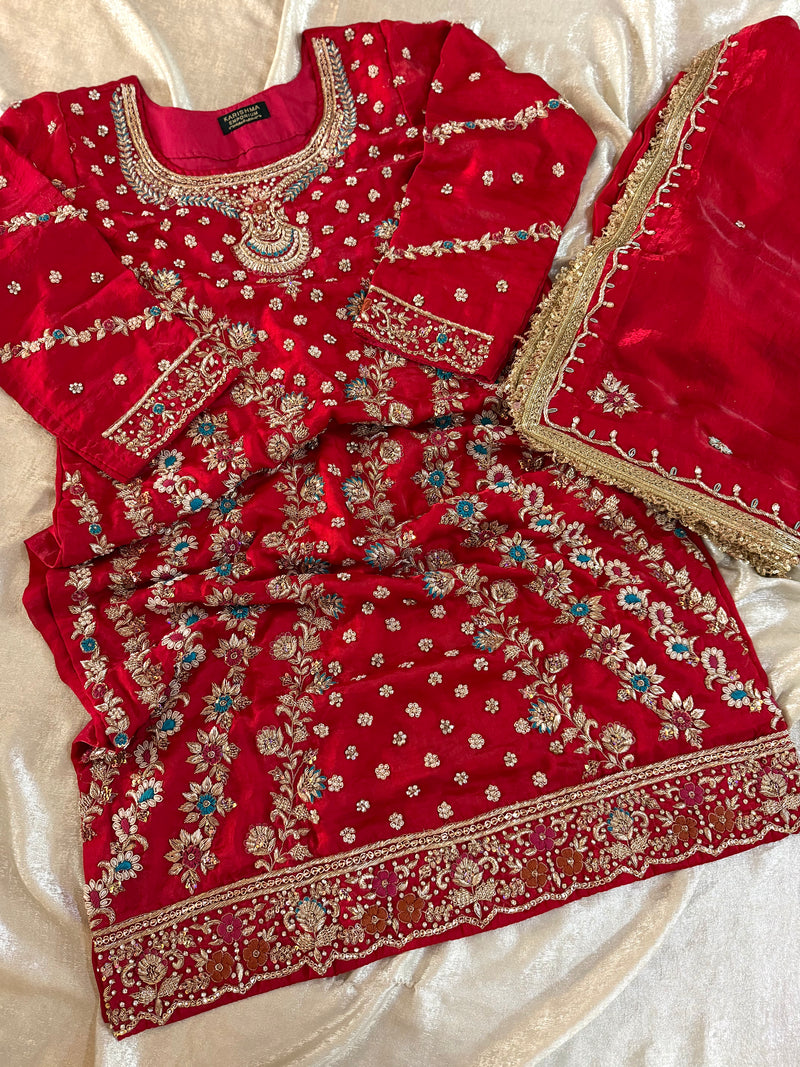 ZARDOZI SHARARA IN HOT PINK COLOUR |  | Karishma Emporium | Elegance in Making Pure Zardozi Women wear