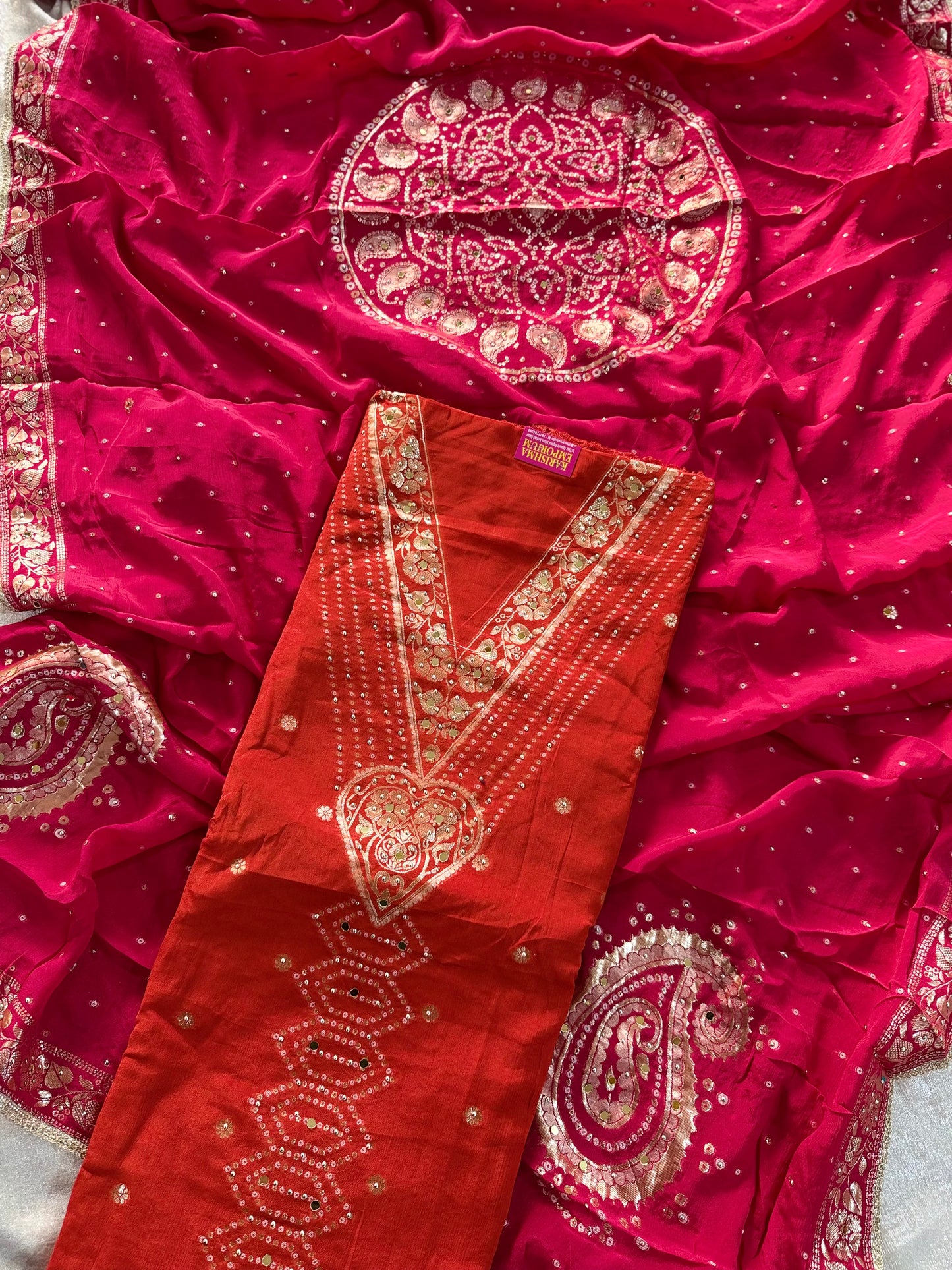 BEAUTIFUL PUNJABI SUITS WITH CONTRAST DUPATTA ON PURE SILK