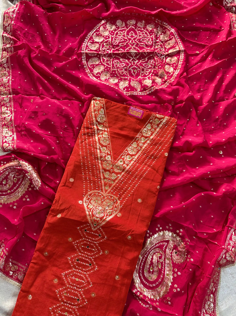 BEAUTIFUL PUNJABI SUITS WITH CONTRAST DUPATTA ON PURE SILK |  | Karishma Emporium | Elegance in Making Pure Zardozi Women wear