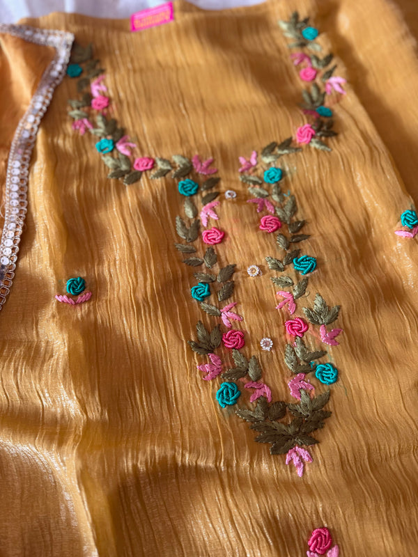 MUSTARD THREAD WORK SUIT |  | Karishma Emporium | Elegance in Making Pure Zardozi Women wear