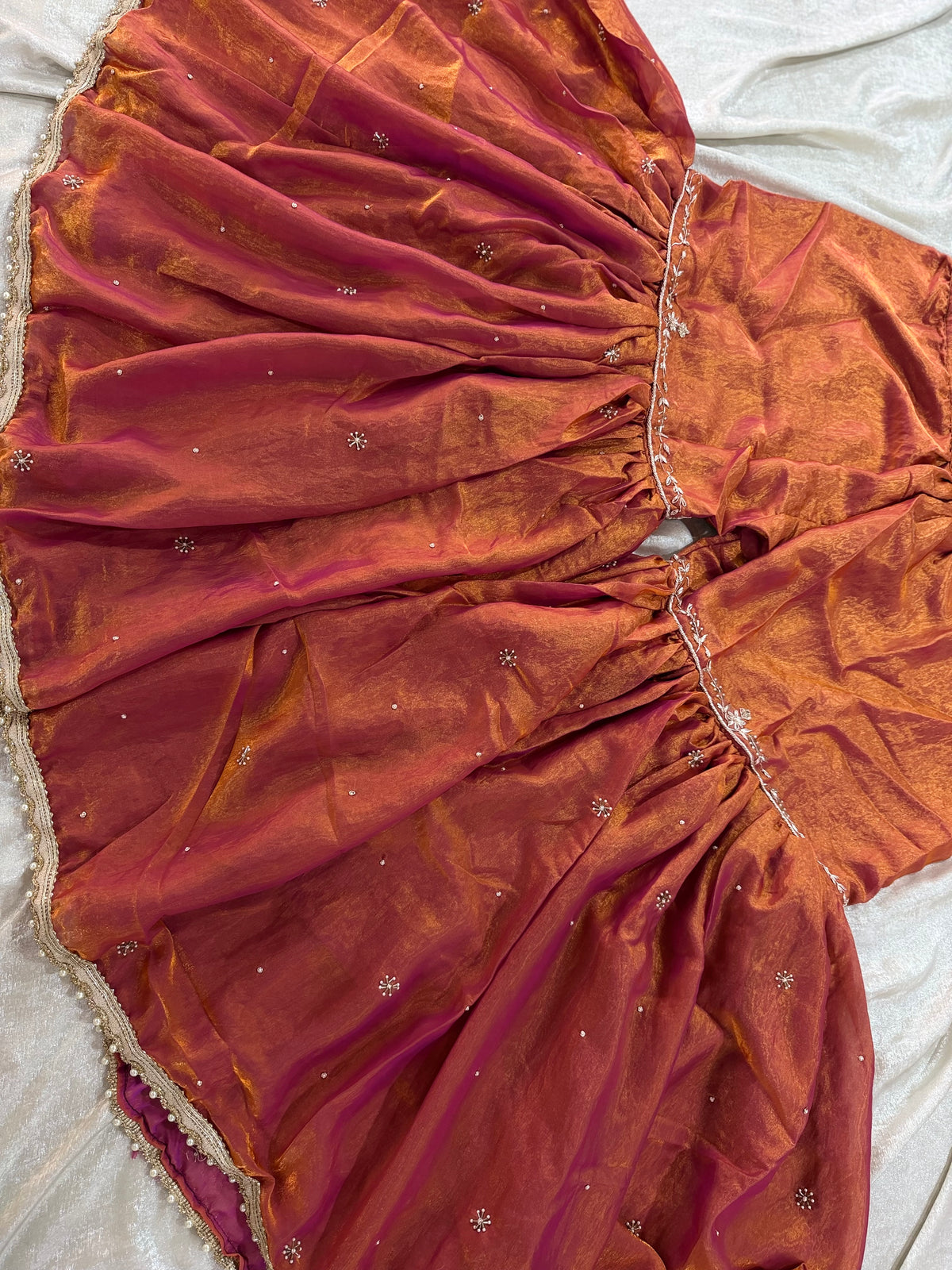 KHUBSURAT FEROZI GHARARA IN PURE DABKA WORK