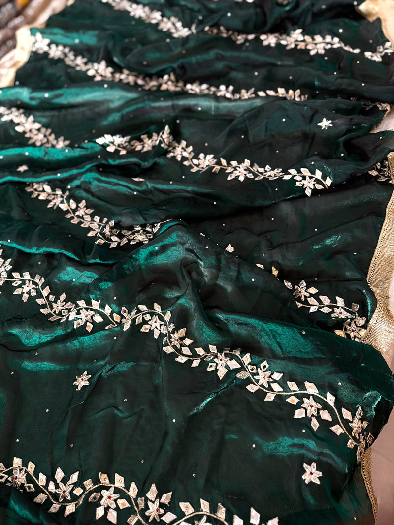GREEN GOTA PATTI SUIT |  | Karishma Emporium | Elegance in Making Pure Zardozi Women wear