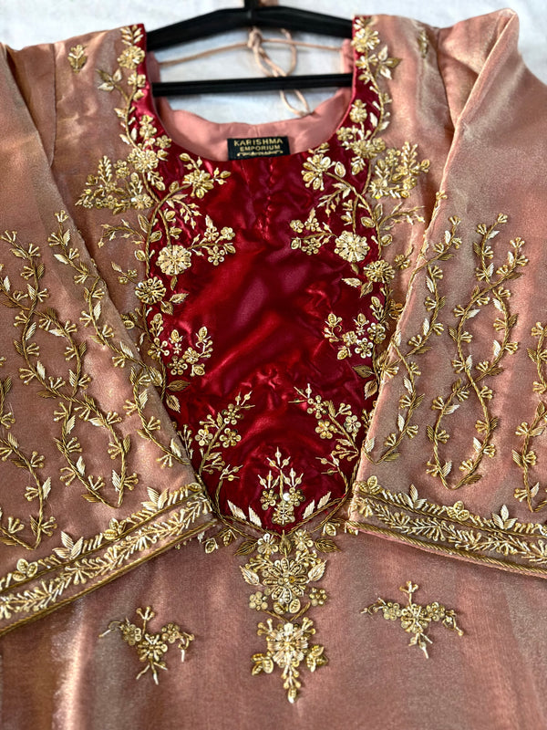 BEAUTIFUL ZARDOZI GHARARA IN TISSUE FABRIC |  | Karishma Emporium | Elegance in Making Pure Zardozi Women wear