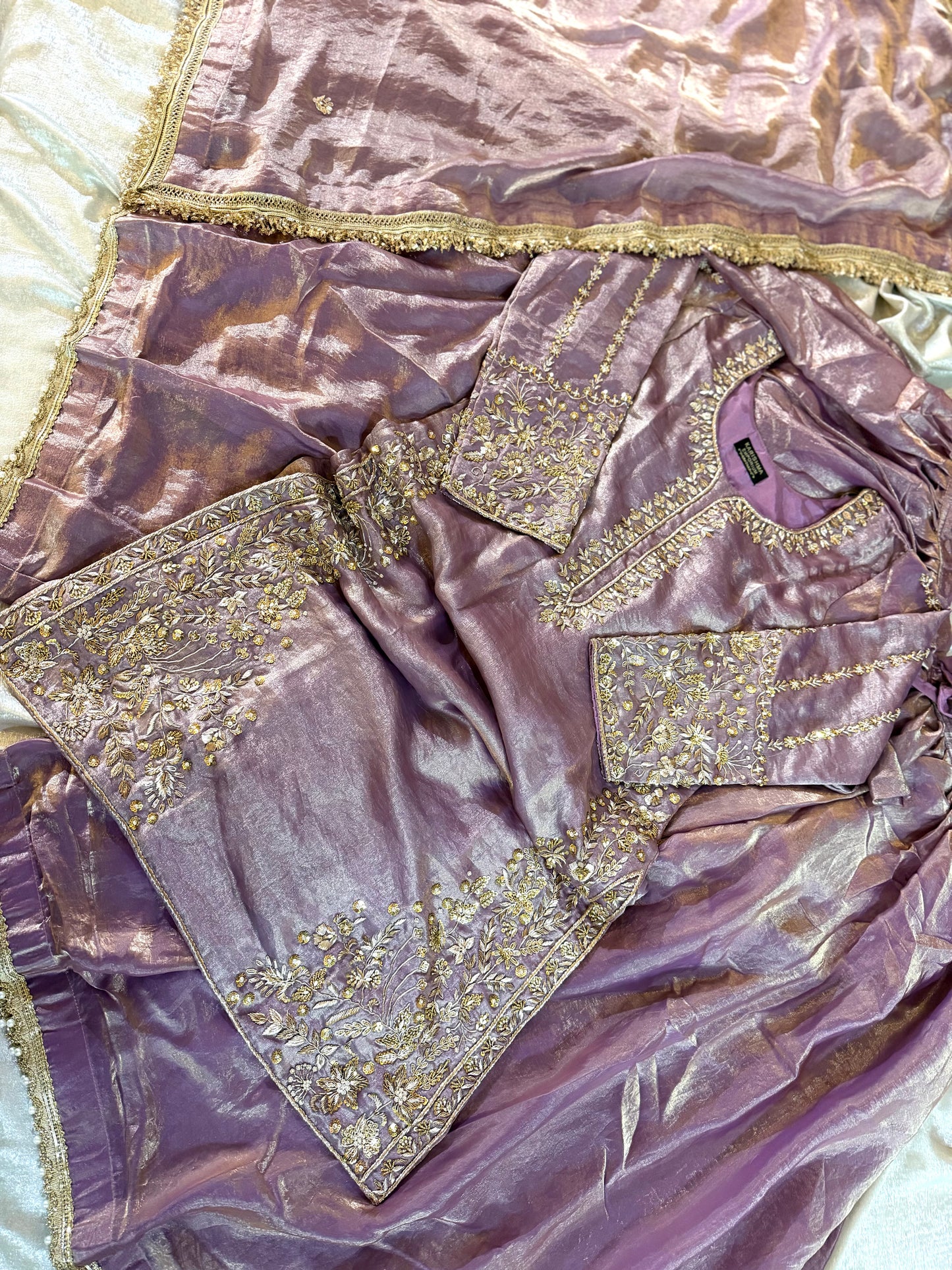 LIGHT PURPLE ZARDOZI WORK SHARARA