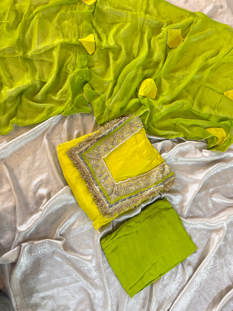 DESIGNER SUIT unstiched |  | Karishma Emporium | Elegance in Making Pure Zardozi Women wear