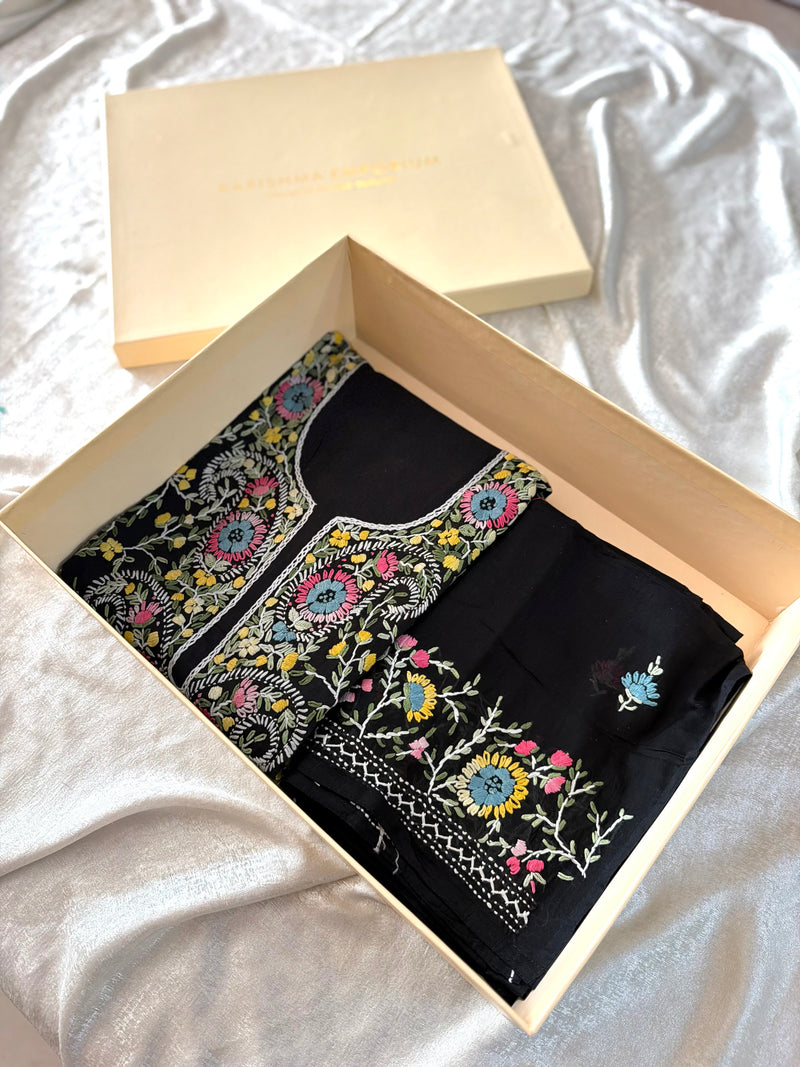 BLACK BEAUTY IN THREAD WORK |  | Karishma Emporium | Elegance in Making Pure Zardozi Women wear