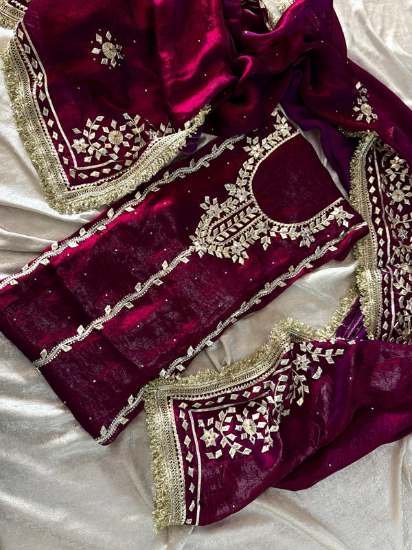 Wine colour gota suit