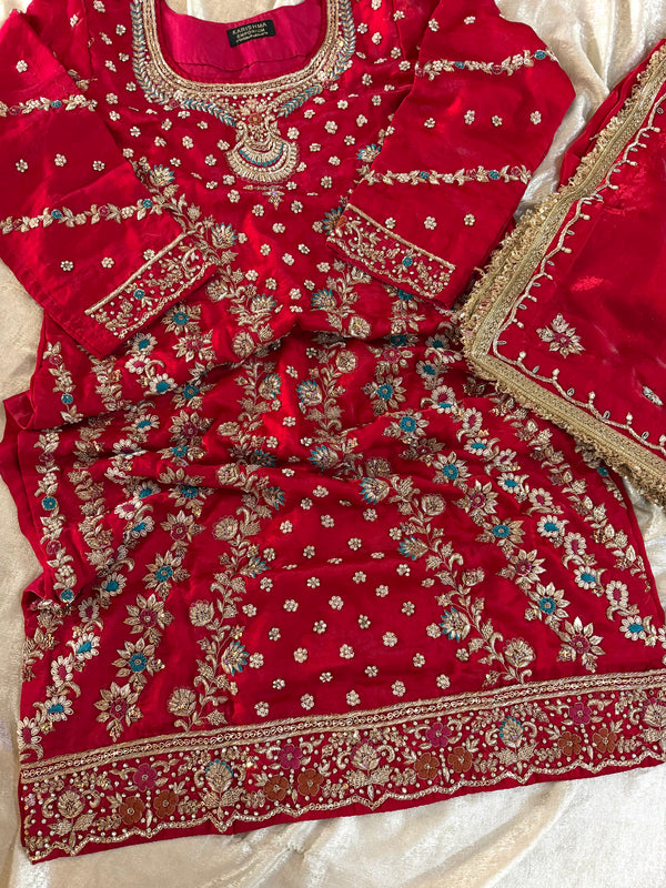 ZARDOZI SHARARA IN HOT PINK COLOUR |  | Karishma Emporium | Elegance in Making Pure Zardozi Women wear