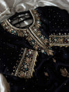 (KHUBSURAT)BLACK DABKA CHATAPATI GHARARA ON ITALIAN SHIMAR FABRIC
