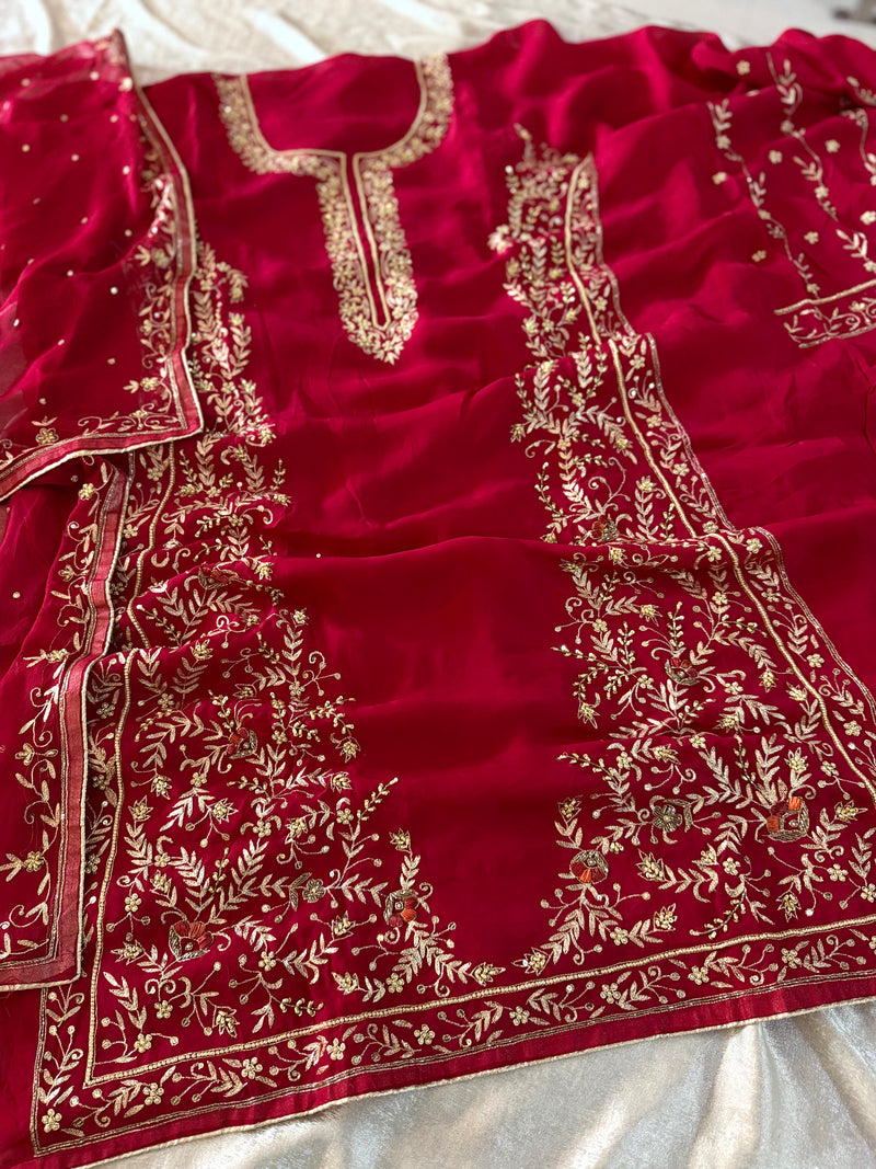MAGENTA PINK HANDWORK SUIT |  | Karishma Emporium | Elegance in Making Pure Zardozi Women wear