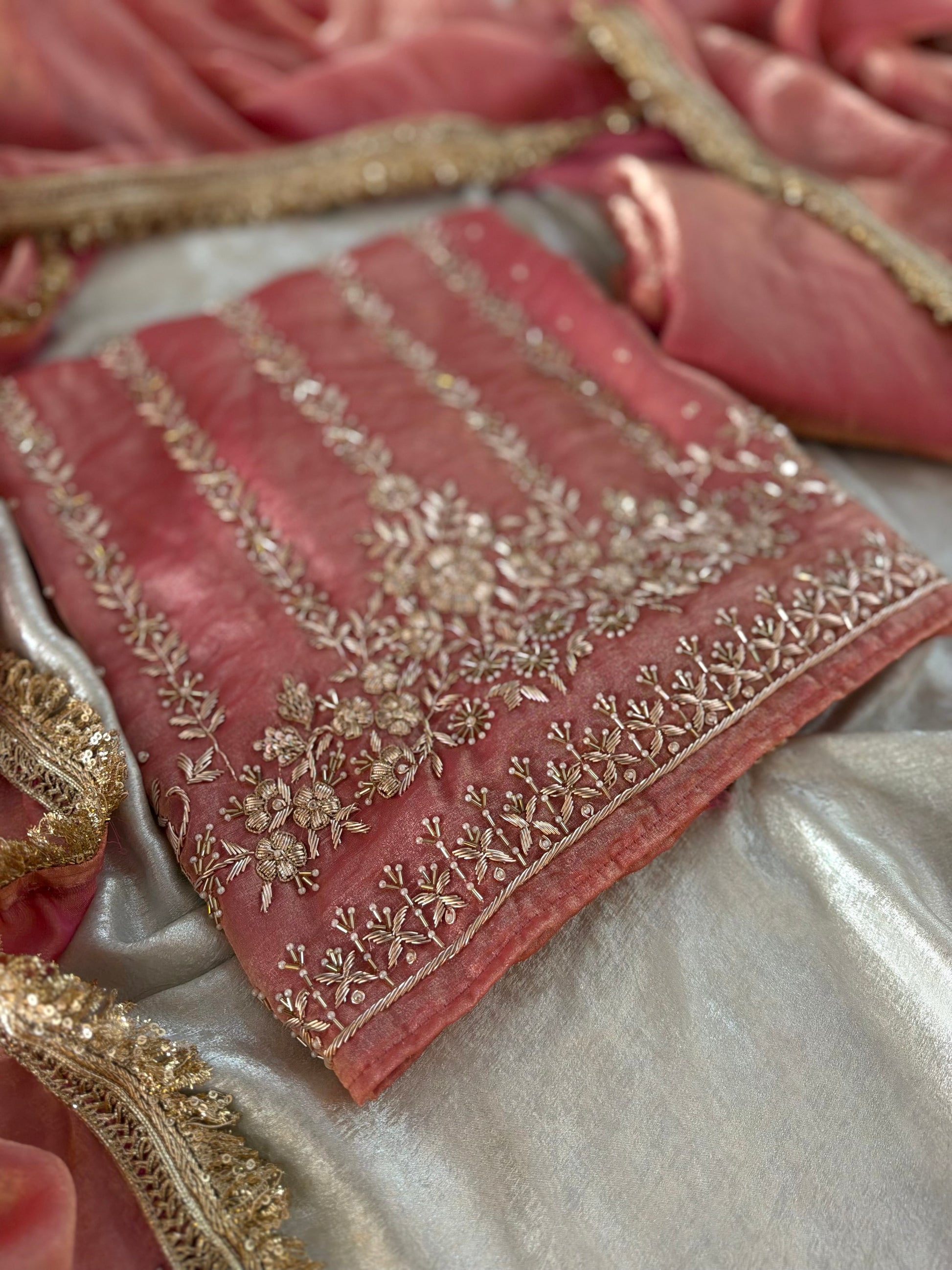 PURE DABKA WORK SUITS |  | Karishma Emporium | Elegance in Making Pure Zardozi Women wear