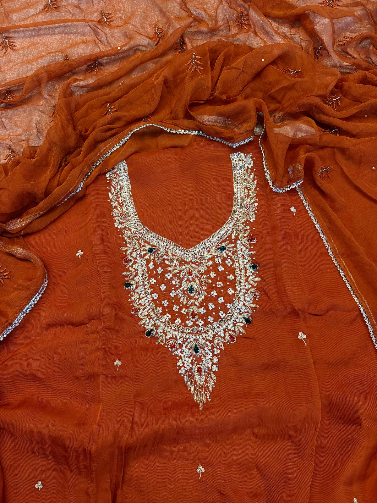 BEAUTIFUL ZARDOZI NECK SUITS