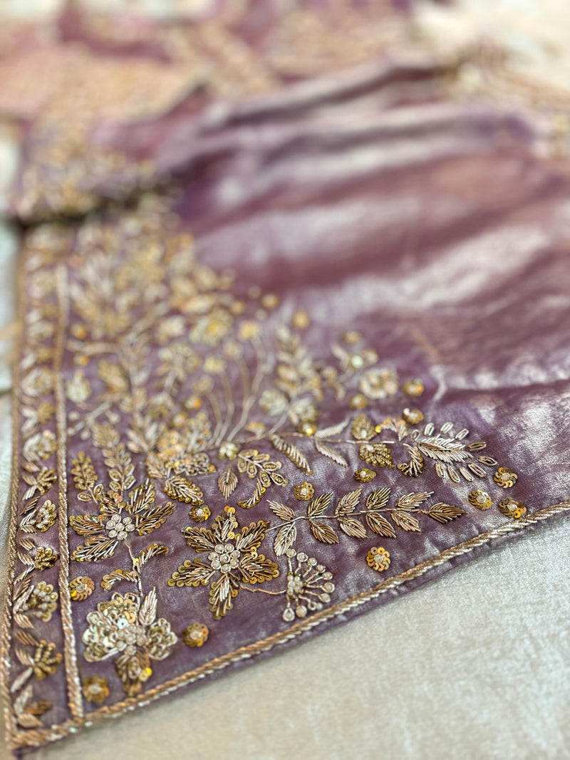 LIGHT PURPLE ZARDOZI WORK SHARARA |  | Karishma Emporium | Elegance in Making Pure Zardozi Women wear