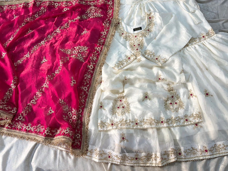 (NIKAH GHARARA)IN DABKA WORK |  | Karishma Emporium | Elegance in Making Pure Zardozi Women wear