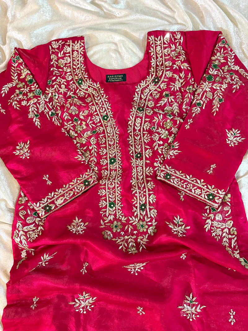 RANI ZARDOZI PANT KURTA SET |  | Karishma Emporium | Elegance in Making Pure Zardozi Women wear
