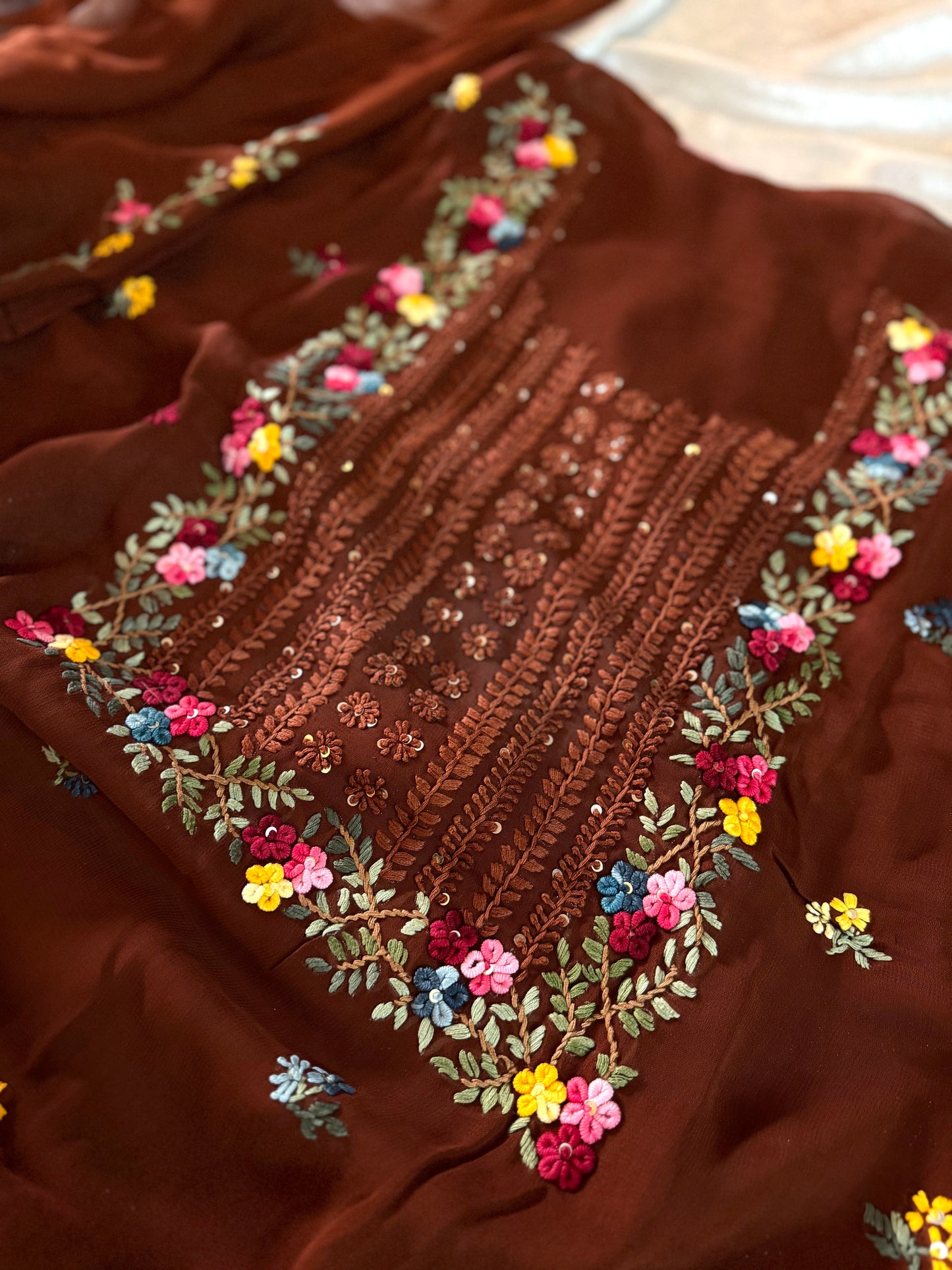 (KATHA WORK) PURE GEORGETTE FABRIC