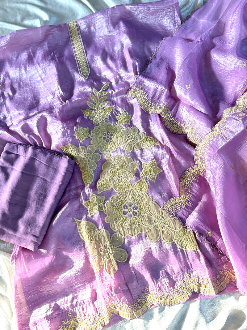 BEAUTIFUL UNSTITCHED SUIT |  | Karishma Emporium | Elegance in Making Pure Zardozi Women wear