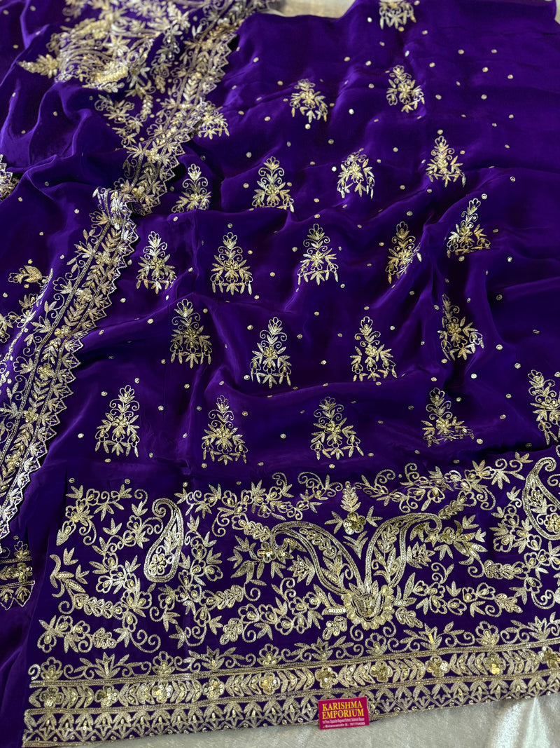 WEDDING HANDWORK SUITS ON CREPE |  | Karishma Emporium | Elegance in Making Pure Zardozi Women wear
