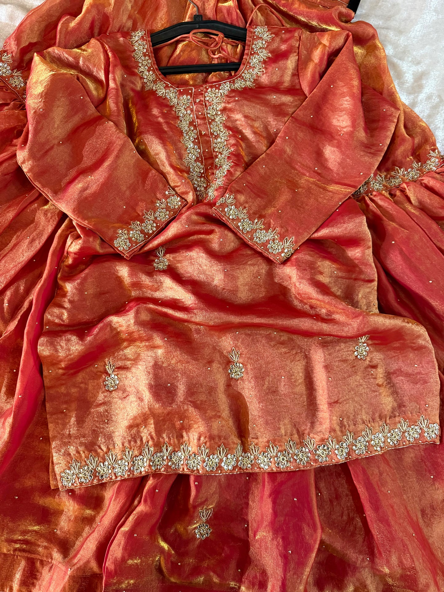 RUST GHARARA IN DABKA WORK