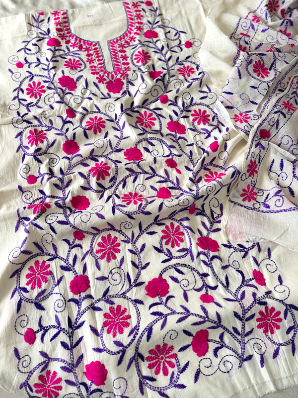 BEAUTIFUL OFF WHITE SUIT ON PURE COTTON |  | Karishma Emporium | Elegance in Making Pure Zardozi Women wear