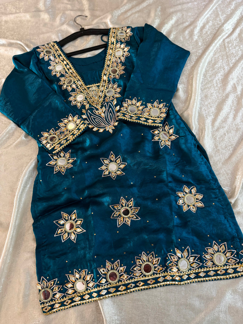 Royal blue gota Patti gharara |  | Karishma Emporium | Elegance in Making Pure Zardozi Women wear