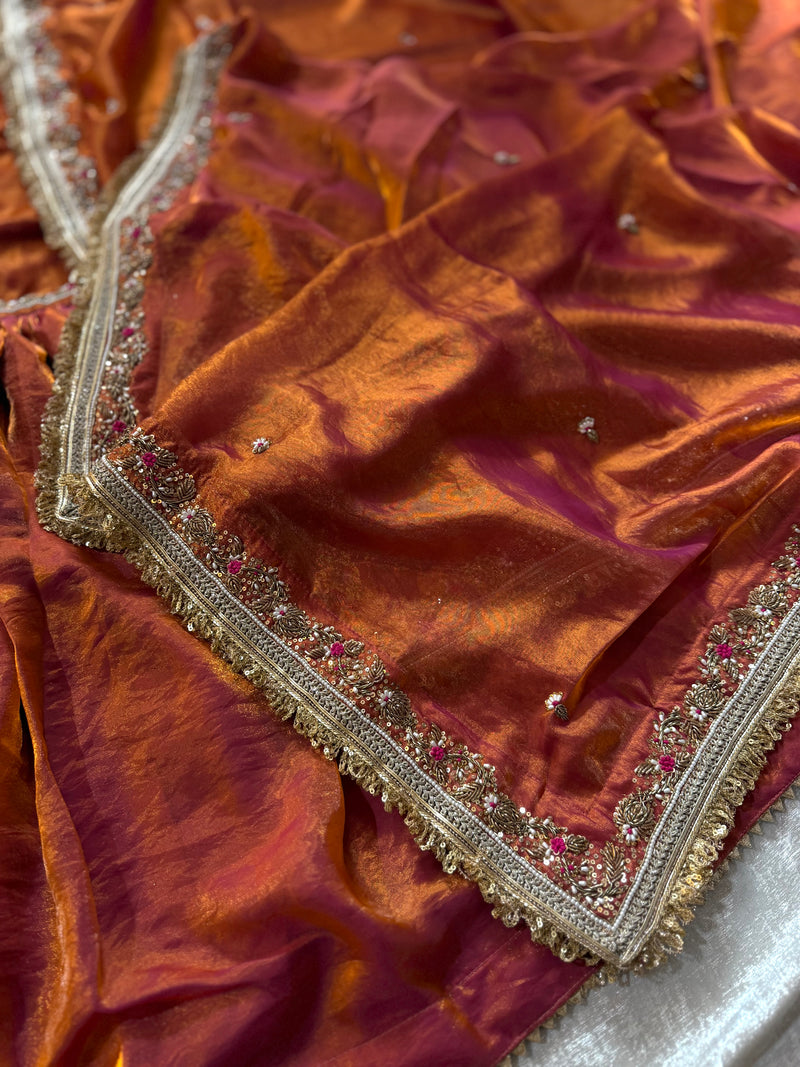 RUST ZARDOZI GHARARA |  | Karishma Emporium | Elegance in Making Pure Zardozi Women wear