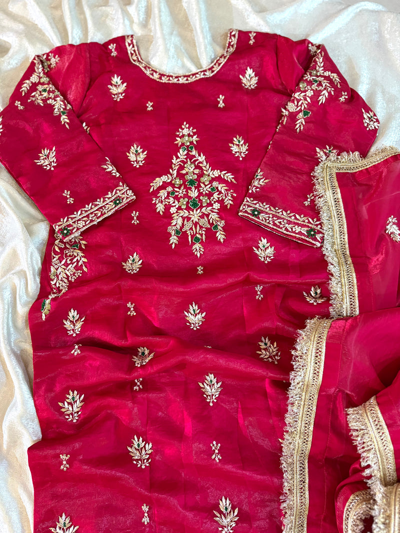 RANI ZARDOZI PANT KURTA SET |  | Karishma Emporium | Elegance in Making Pure Zardozi Women wear