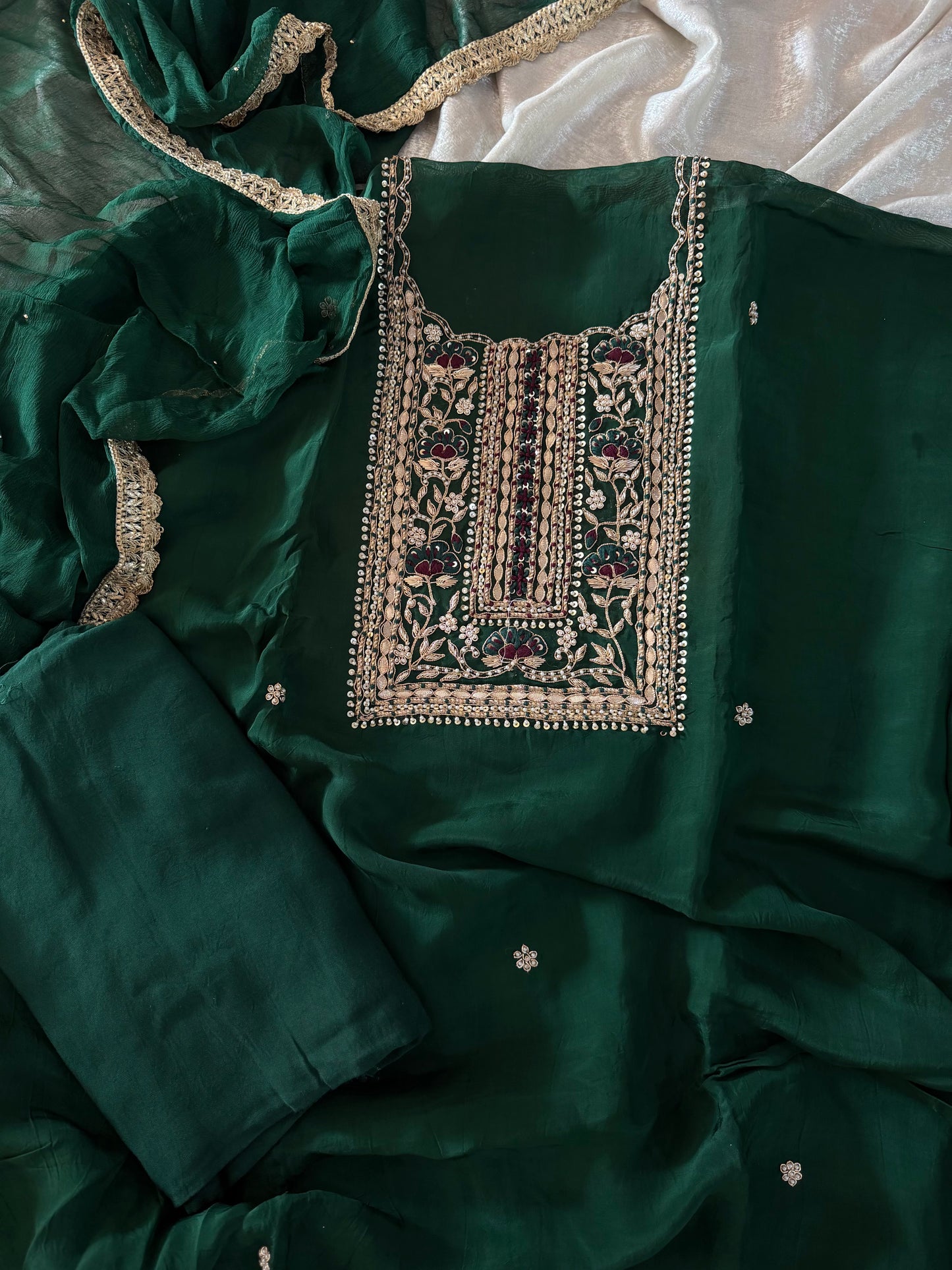 GREEN ZARDOZI WORK