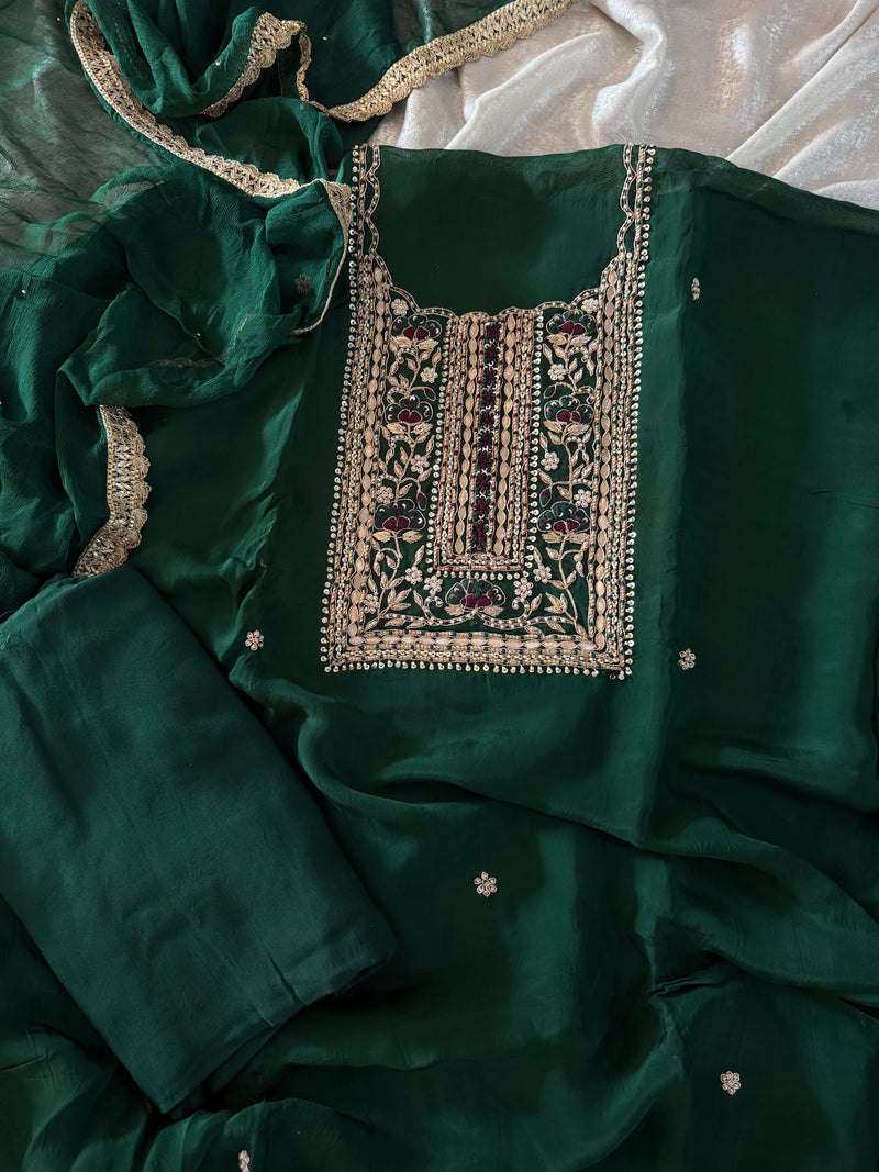 GREEN ZARDOZI WORK |  | Karishma Emporium | Elegance in Making Pure Zardozi Women wear