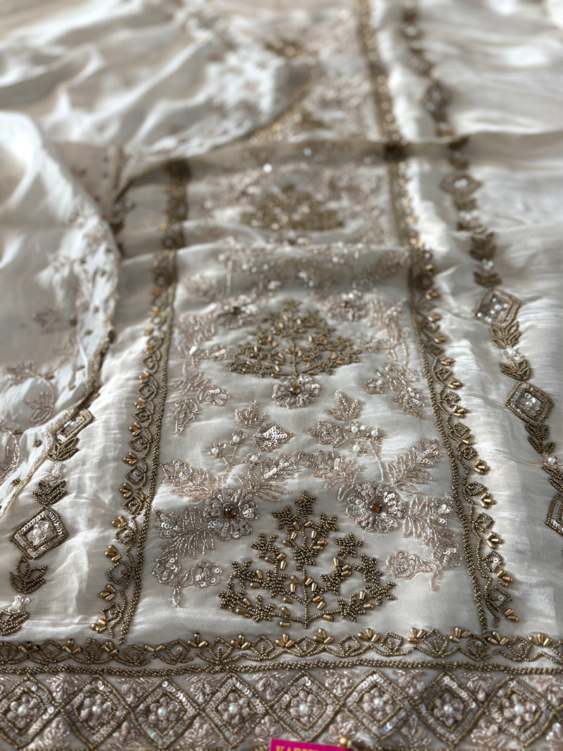BEAUTIFUL OFF WHITE WEDDING SUIT |  | Karishma Emporium | Elegance in Making Pure Zardozi Women wear