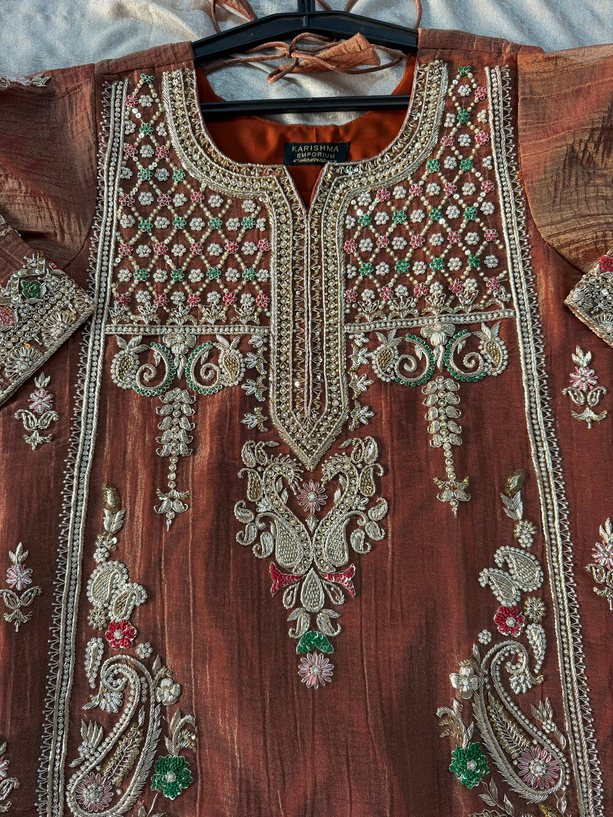 OUR PREMIUM ZARDOZI SHARARA ON CRUSH TISSUE FABRIC