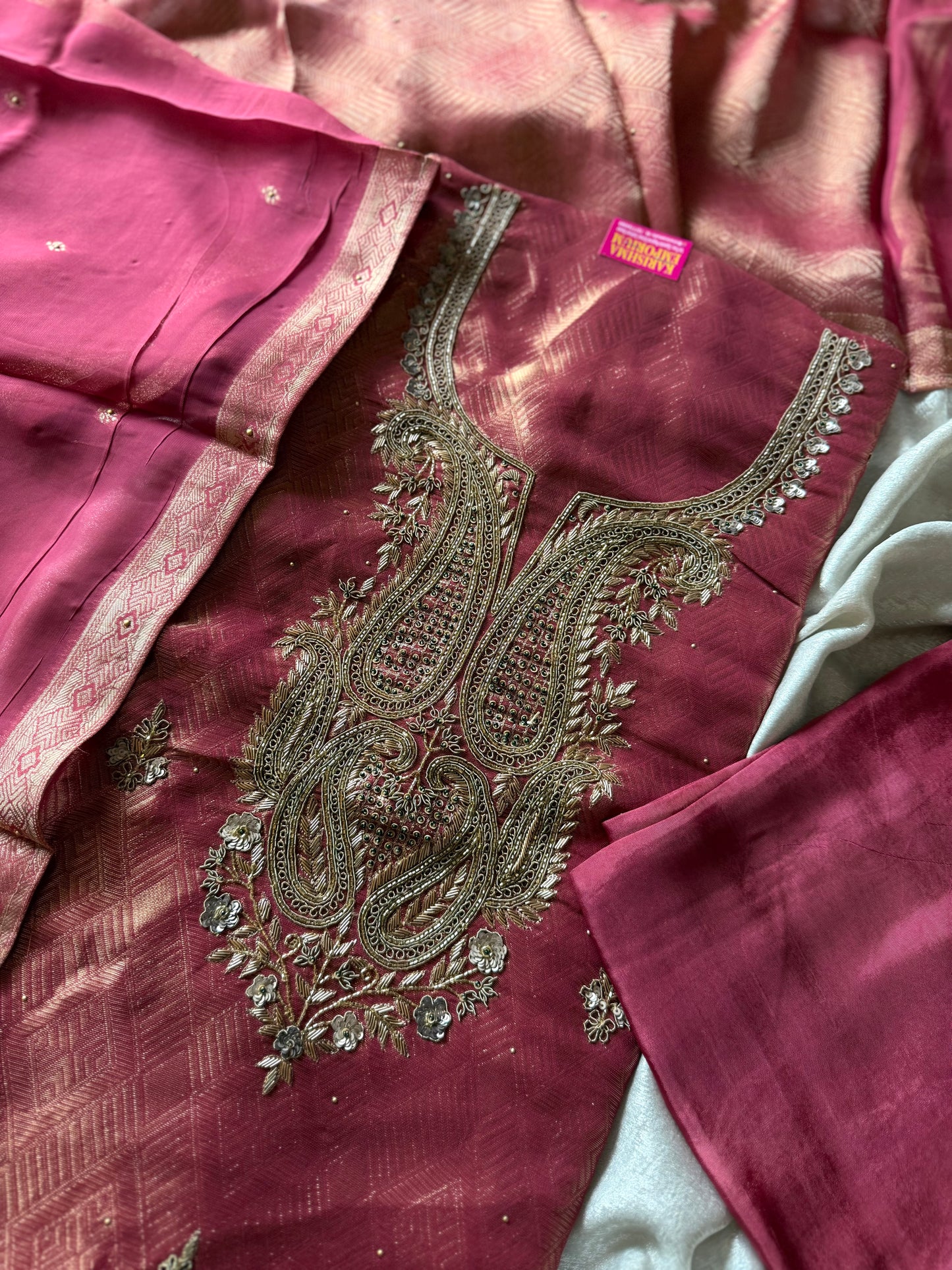 ZARDOZI NECK SUITS ON BANARSI SILK