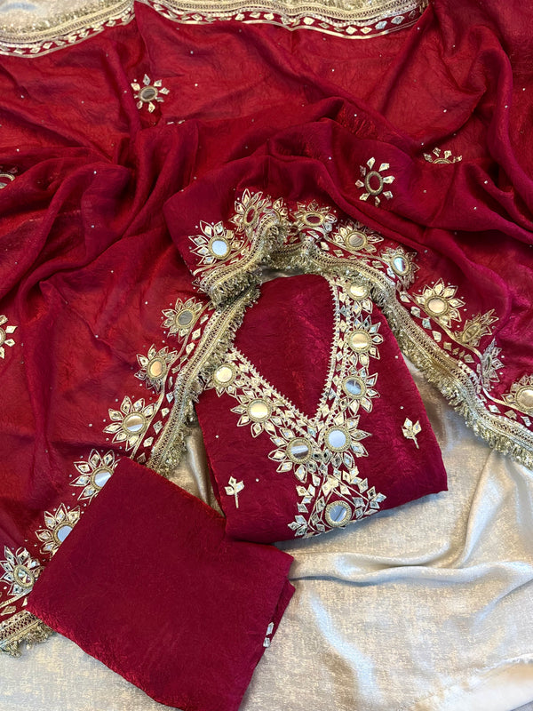 GOTA PATTI SUIT WITH MIRROR WORK |  | Karishma Emporium | Elegance in Making Pure Zardozi Women wear