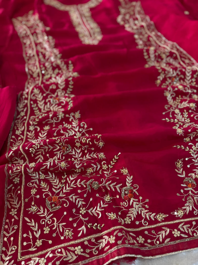MAGENTA PINK HANDWORK SUIT |  | Karishma Emporium | Elegance in Making Pure Zardozi Women wear
