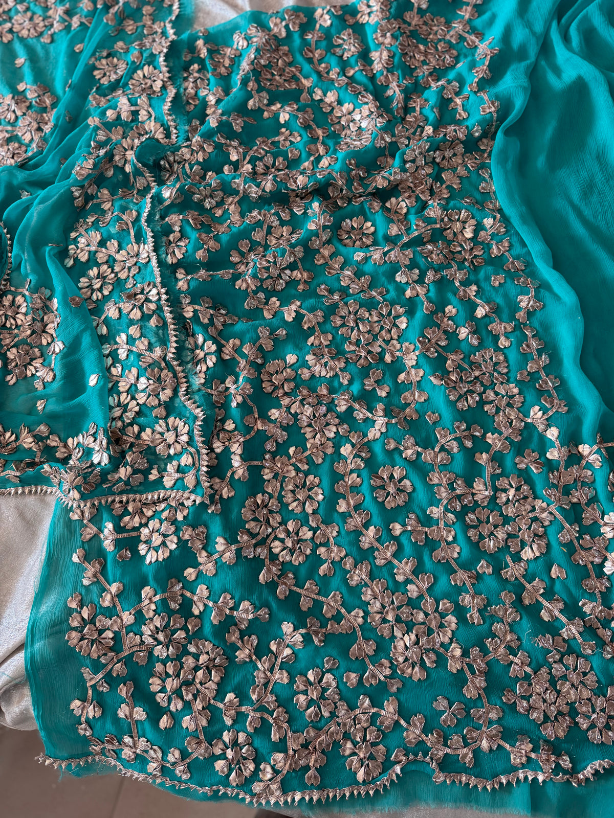 (HANDWORK GOTA PATTI SUITS ON PURE FABRIC GET THREE AT THE BEST PRICE)