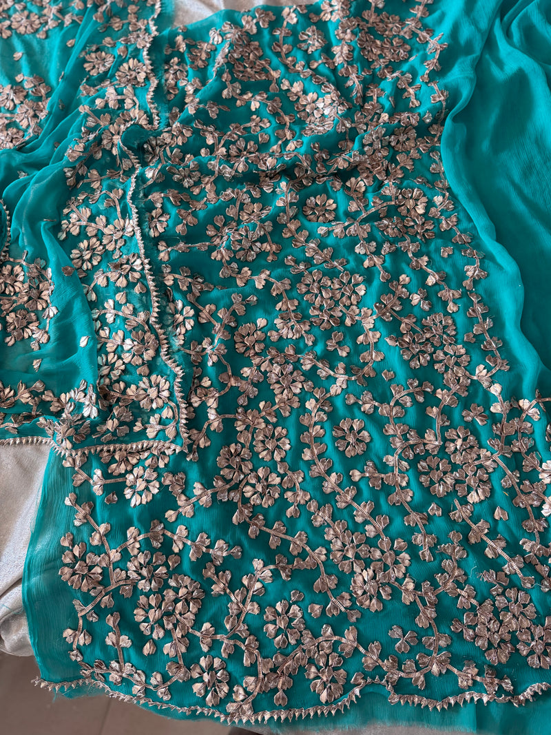 (HANDWORK GOTA PATTI SUITS ON PURE FABRIC GET THREE AT THE BEST PRICE) |  | Karishma Emporium | Elegance in Making Pure Zardozi Women wear